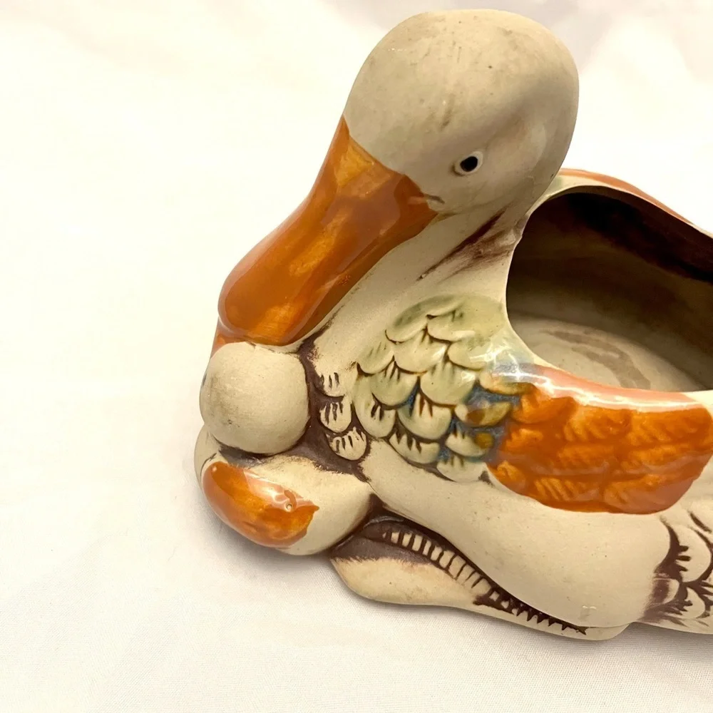 Vintage Ardco Bisque Mother Duck & Baby Planter Vintage EUC, Taiwan